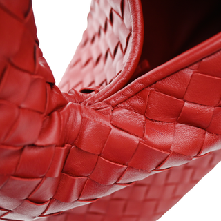 BOTTEGA VENETA | Red Intrecciato Leather Hobo Bag