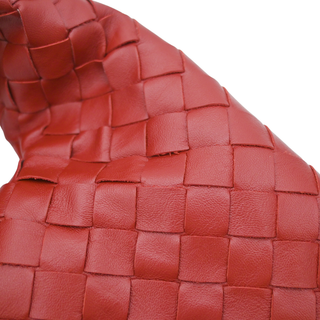 BOTTEGA VENETA | Red Intrecciato Leather Hobo Bag