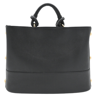 FERRAGAMO | Black Pebbled Leather Glam Top Handle Bag