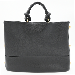 FERRAGAMO | Black Pebbled Leather Glam Top Handle Bag