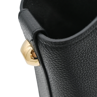 FERRAGAMO | Black Pebbled Leather Glam Top Handle Bag