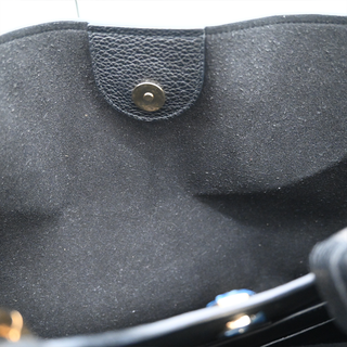 FERRAGAMO | Black Pebbled Leather Glam Top Handle Bag