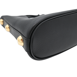 FERRAGAMO | Black Pebbled Leather Glam Top Handle Bag