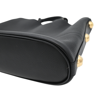 FERRAGAMO | Black Pebbled Leather Glam Top Handle Bag