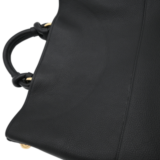 FERRAGAMO | Black Pebbled Leather Glam Top Handle Bag