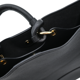 FERRAGAMO | Black Pebbled Leather Glam Top Handle Bag