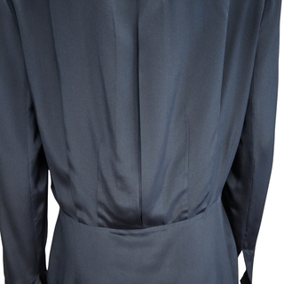 CHANEL | Navy Silk CC Embellished Collar Button-Up Blouse
