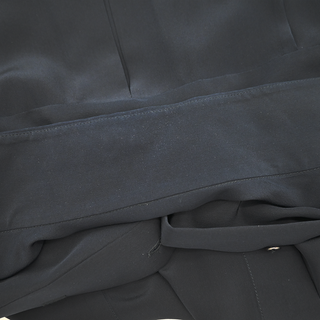 CHANEL | Navy Silk CC Embellished Collar Button-Up Blouse