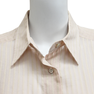 BRUNELLO CUCINELLI | Light Pink Sheer Striped Button-Up Blouse
