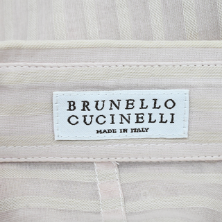 BRUNELLO CUCINELLI | Light Pink Sheer Striped Button-Up Blouse