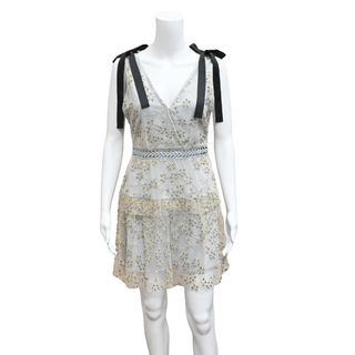 SELF PORTRAIT | Grey Embellished Mesh Mini Dress