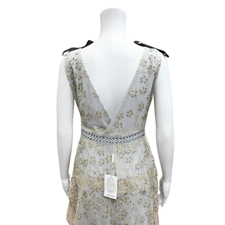 SELF PORTRAIT | Grey Embellished Mesh Mini Dress