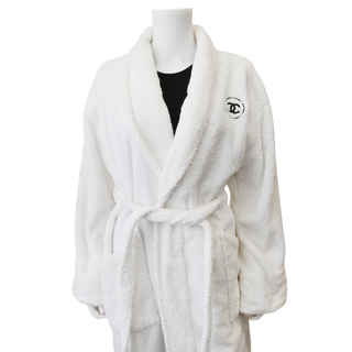 CHANEL | White CC Logo Plush Bath Robe