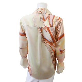 JONATHAN SIMKHAI | Elika Marble Print Satin Blouse
