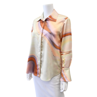Elika Marble Print Satin Blouse