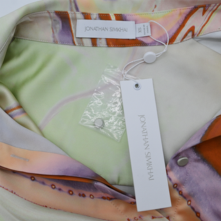 JONATHAN SIMKHAI | Elika Marble Print Satin Blouse