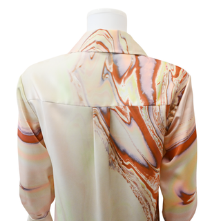 JONATHAN SIMKHAI | Elika Marble Print Satin Blouse