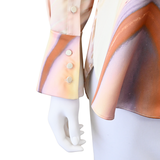 JONATHAN SIMKHAI | Elika Marble Print Satin Blouse