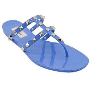 Blue Rockstud Jelly Rubber Sandals