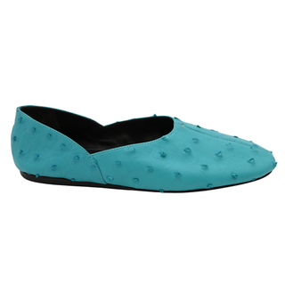 Teal Ostrich Leather Flats
