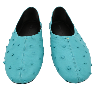 Teal Ostrich Leather Flats