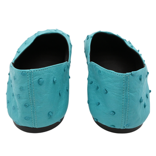 Teal Ostrich Leather Flats