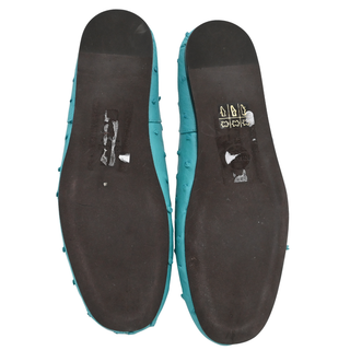 Teal Ostrich Leather Flats
