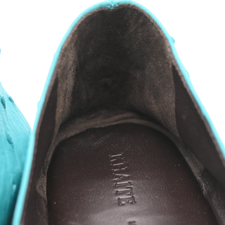 Teal Ostrich Leather Flats