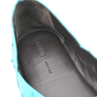 Teal Ostrich Leather Flats