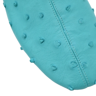 Teal Ostrich Leather Flats
