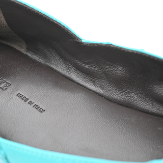Teal Ostrich Leather Flats
