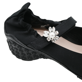 Ballet Runner Black Satin Mary Jane Heels