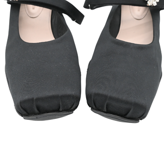 SIMONE ROCHA | Ballet Runner Black Satin Mary Jane Heels