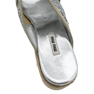 Silver Glitter Espadrille Wedge Sandals