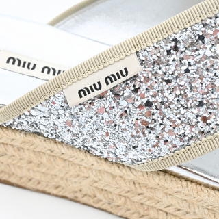 Silver Glitter Espadrille Wedge Sandals