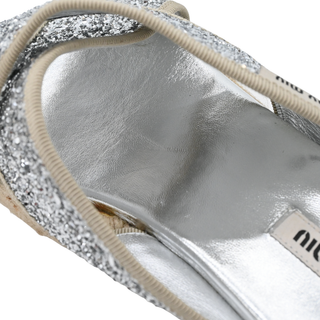 Silver Glitter Espadrille Wedge Sandals