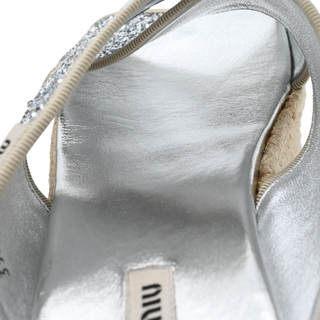 Silver Glitter Espadrille Wedge Sandals