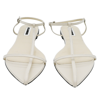 Cage Off-White Pointed Strappy Flats