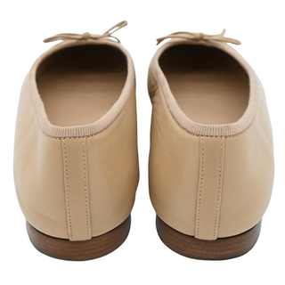 Dark Beige Leather CC Ballet Flats