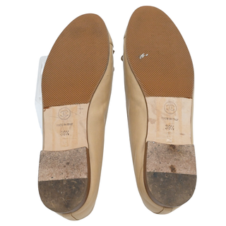 Dark Beige Leather CC Ballet Flats