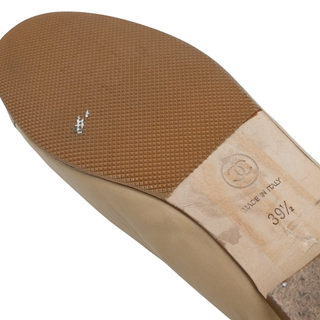 Dark Beige Leather CC Ballet Flats