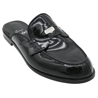 Black Leather Penny Loafer Mules