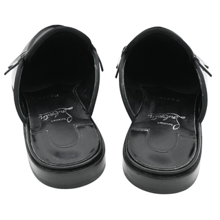 Black Leather Penny Loafer Mules
