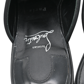 Black Leather Penny Loafer Mules