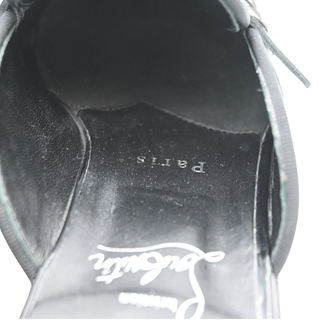 Black Leather Penny Loafer Mules