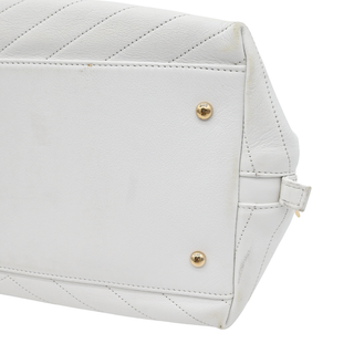 White Chevron Chic Shopping Tote Bag