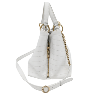 White Chevron Chic Shopping Tote Bag