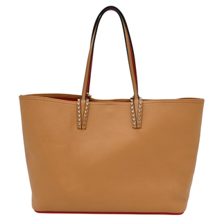 Cabata Tan Grained Leather Spike Tote Bag