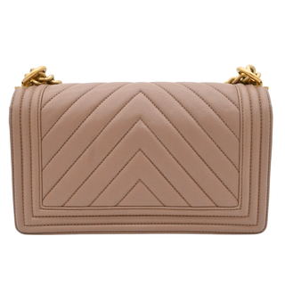 CHANEL | Dark Beige Chevron Quilted Boy Flap Bag