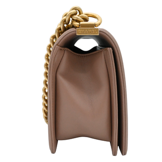 CHANEL | Dark Beige Chevron Quilted Boy Flap Bag